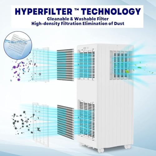 8000 BTU Portable Air Conditioner for 250-350 Sq Ft 3-In-1 AC Unit with Cooling/Dehumidifier/Fan Modes, Remote, 24H Timer & Installation Kit for Home/Office/Dorm