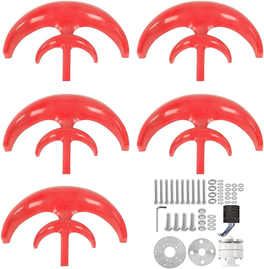 12V 24V 8000W Wind Turbine Generator Kit, Waterproof 5 Blades with Charge Controller Vertical Spiral Windmill for Marine RV Hybrid