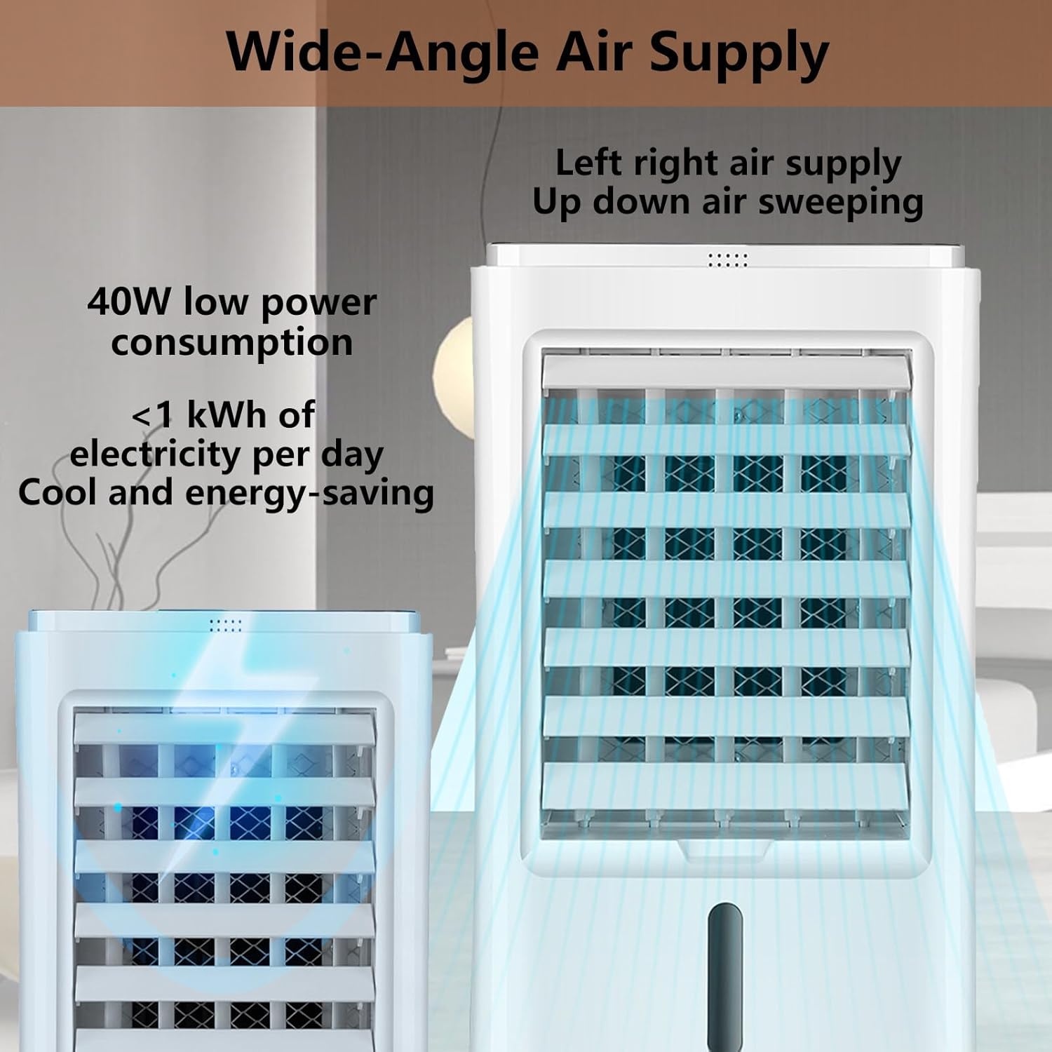 Portable Air Conditioners 4-in-1 Portable Air Cooler Fan Mini Evaporative AC Unit with 3-Speed and 4 Ice Packs Remote Control Touch Screen for Camping Office Bedroom Car 24VCar