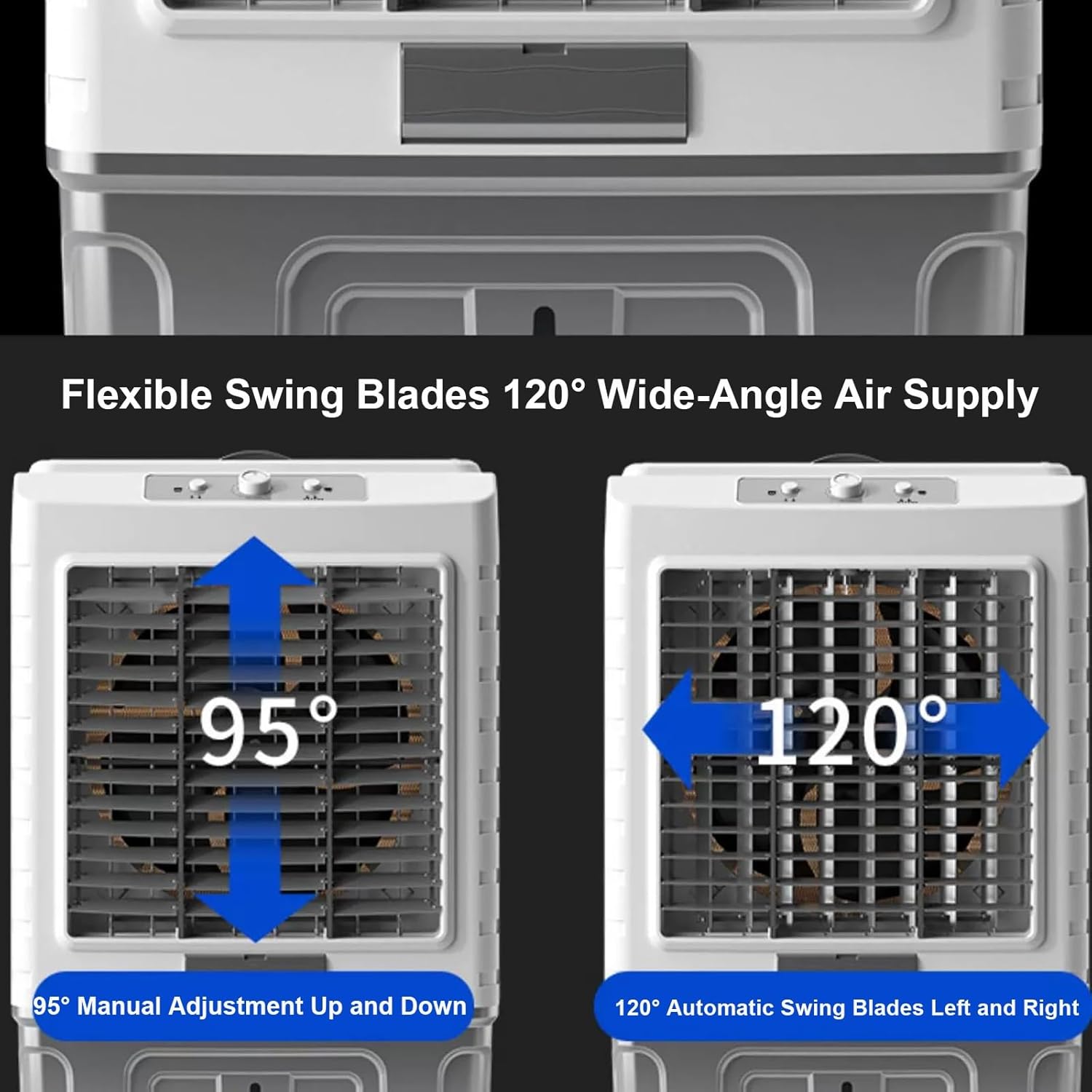 Swamp Cooler Air Conditioner, 3-In-1 Portable Evaporative Air Cooler with 13Gal Water Tank, 3 Speeds, 120°Oscillation, 6 Ice Packs, Windowless Ac for Home and Commercial, 42in