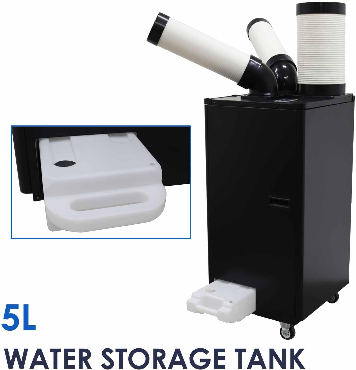 Portable Air Conditioner 550m³/h Industrial Grade Mobile Spot Cooler with 1.3 Gal Water Tank Double Nozzles 12000 BTU 110V 1100W