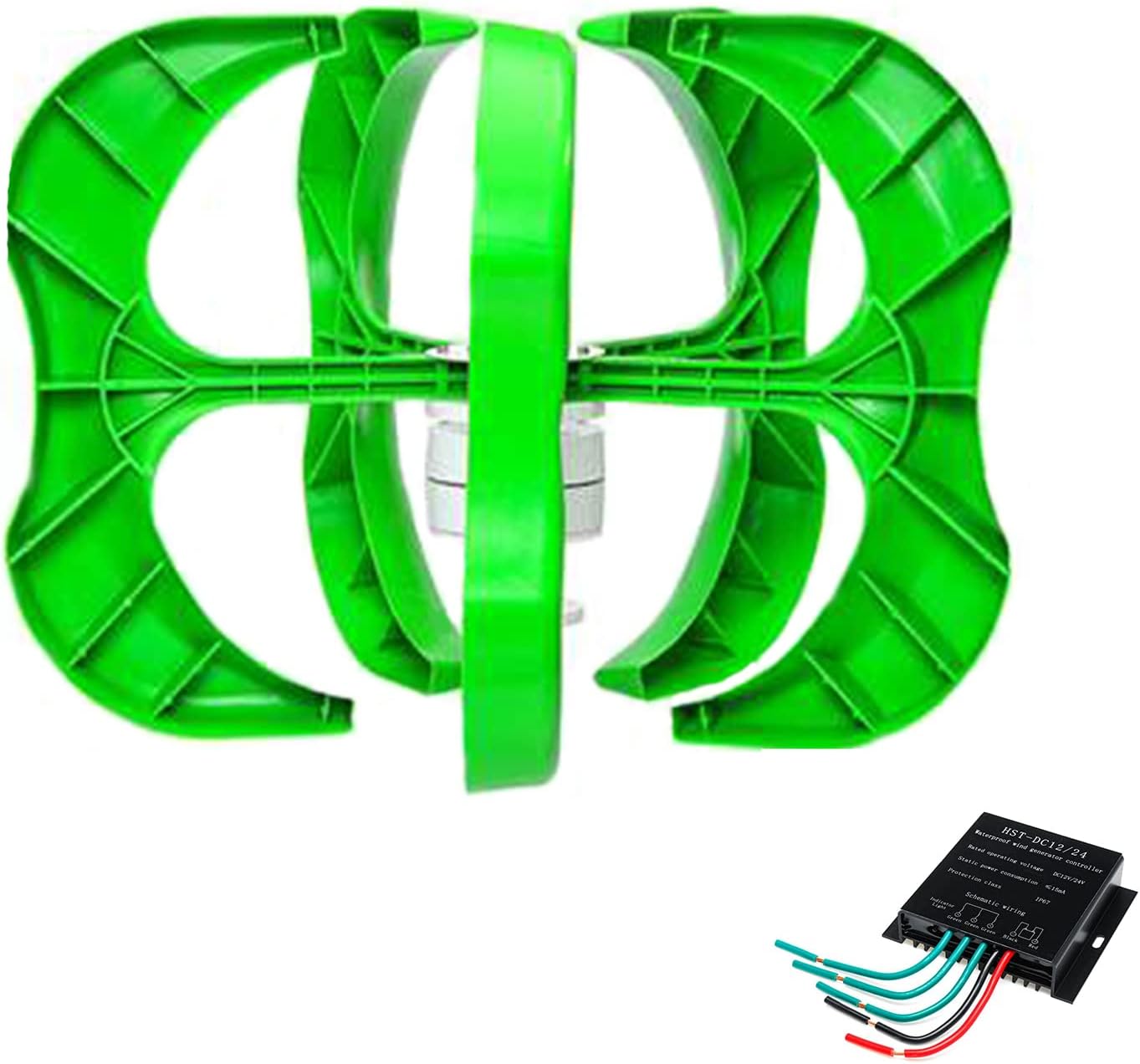 2000W 5 Blades Horizontal Wind Turbine Generator,12V 24V 48V No Noise Magnetic Levitation Wind Turbines Generator with Controller for Home Camping (Green)