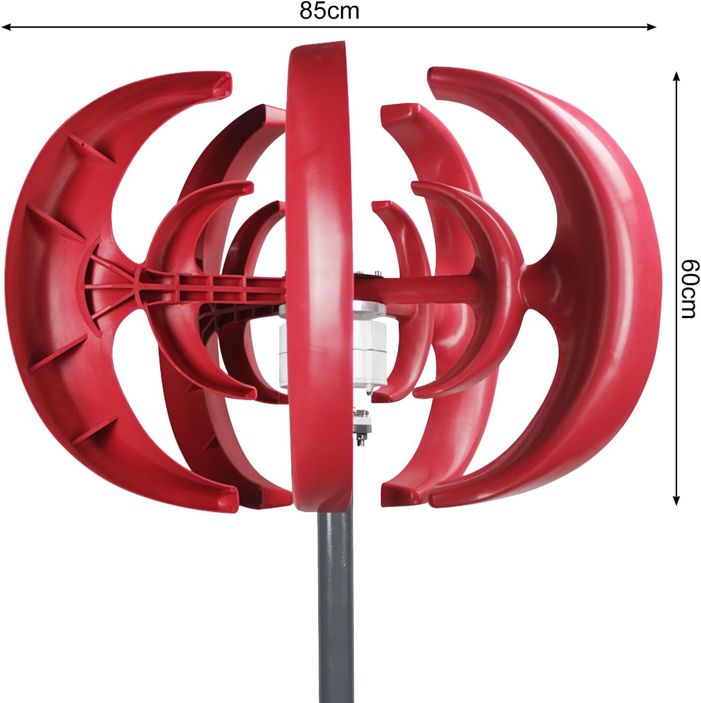 600W Vertical Axis Wind Turbine 5 Blade Quiet Design Home Wind Power System Compatible with Energy Streetlight Power Supply High Efficiency Electromagnetic Power Generation Equipment Red