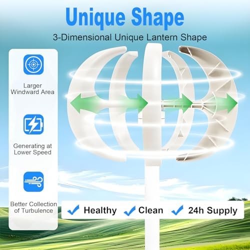 5-Blade Vertical Wind Turbine Generator Kit - Modern Eco-Friendly Wind-Solar Hybrid Power for Street Lights, Highways & Scenic Areas - Efficient 48V Energy Solution