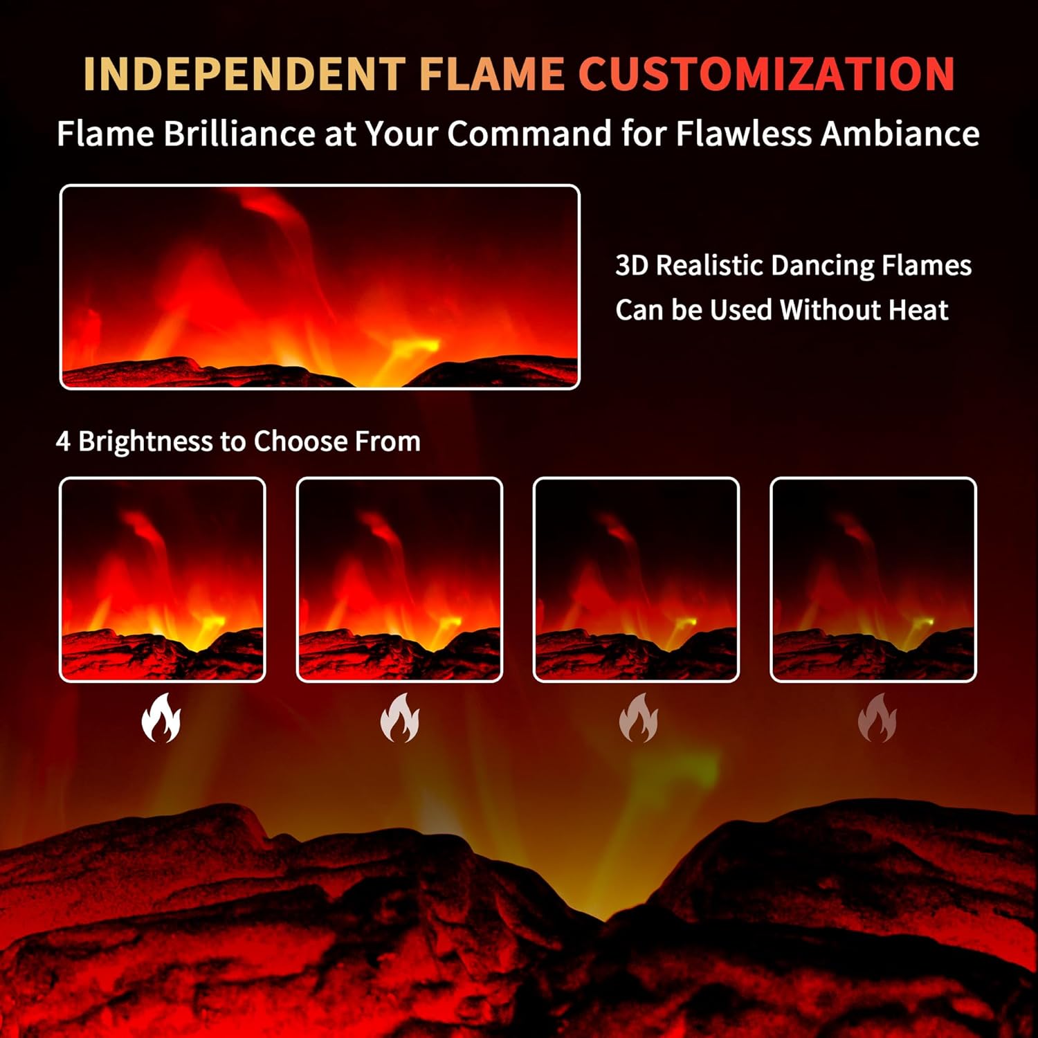 RealSmart Electric Fireplace Heater 22 in Freestanding Fireplace Stove Infrared Fireplace with 3D Flame Effect Remote Control, Timer, Overheating Protection Heater for Indoor Use Brown