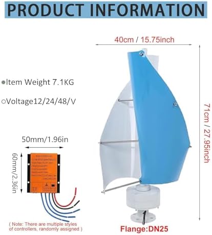 14000W Vertical Axis Wind Turbine Generator Kit - 42.65ft/s Home Windmill, Hybrid Wind System with Controller for Residential, Business & Industrial Energy Supply (White, 12V)