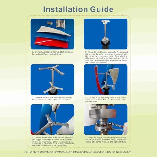 1000W Vertical Axis Wind Turbine Generator Kit - 12V/24V, 3 Blades, Hybrid Wind System with Controller for Home, Business, and Industrial Use - Efficient Renewable Energy Solution