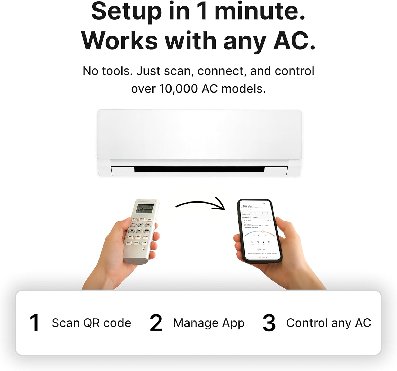 Smart Air Conditioner Controller | WiFi Remote & Sensor | Energy-Saving Smart Cooling Device | Comfort & Control for Mini Split, Heat Pump & Home
