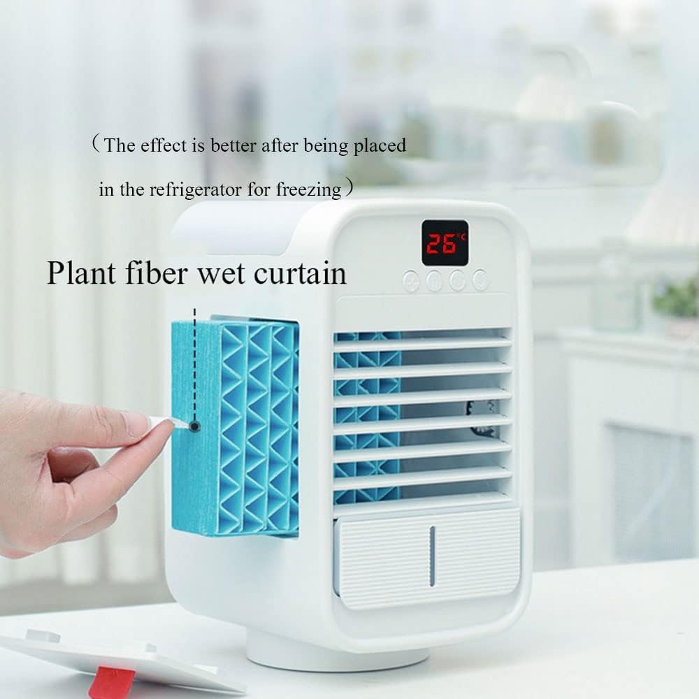 USB Portable Air Conditioners Air Cooler, 3 Wind Speed & 7 LED Light, Cool Mist & 5H Timer Cold, Personal Mini Air Cooling Fan for Room
