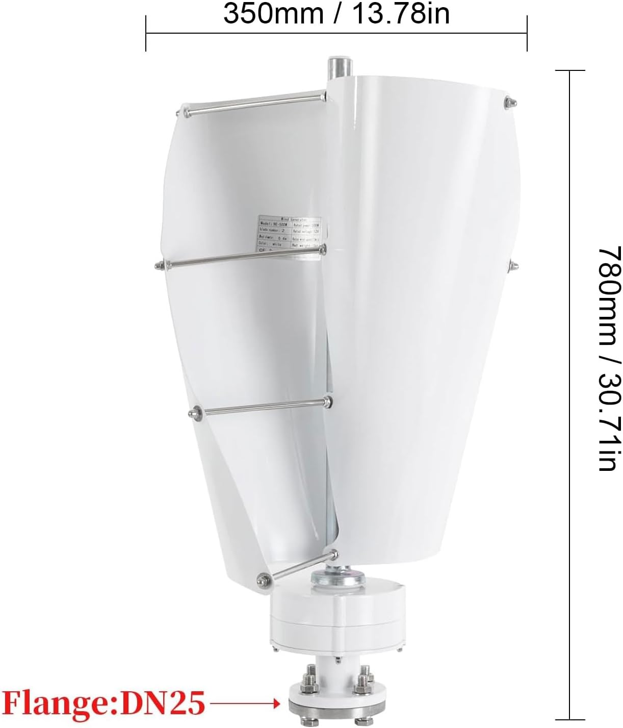 FTVOGUE 600W Vertical Wind Turbine Permanent Magnet Generator Vertical Axis Coreless Wind Power Kit with Controller for Home Renewable Energy (12V)