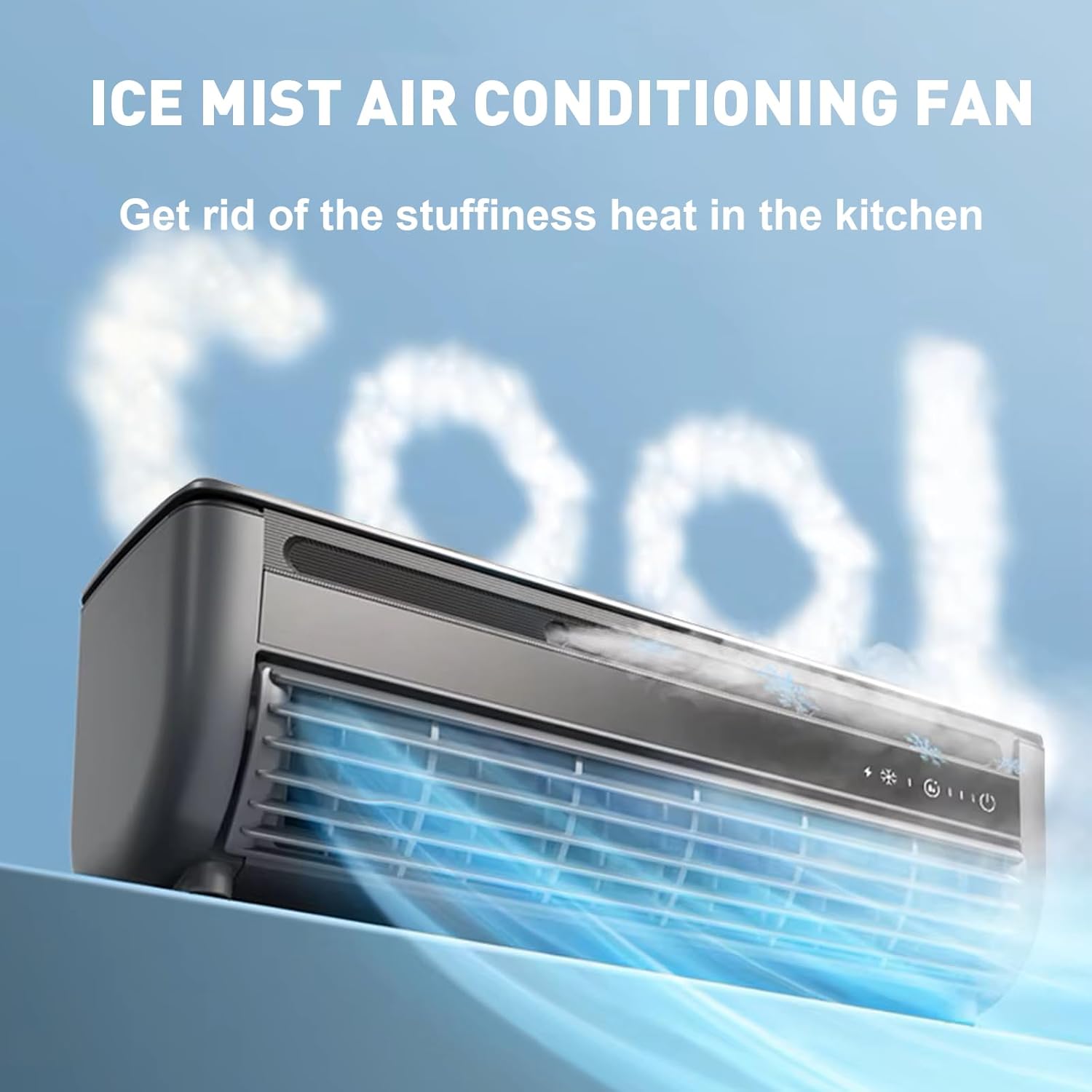 Wireless Charging Quiet AC No Drilling Kitchen Cooling Air Conditioning Three Wind Speeds, with Adjustable Spray Portable Wall Mounted Airs Conditioners Fan,for Home Office, Bedroom (Black)