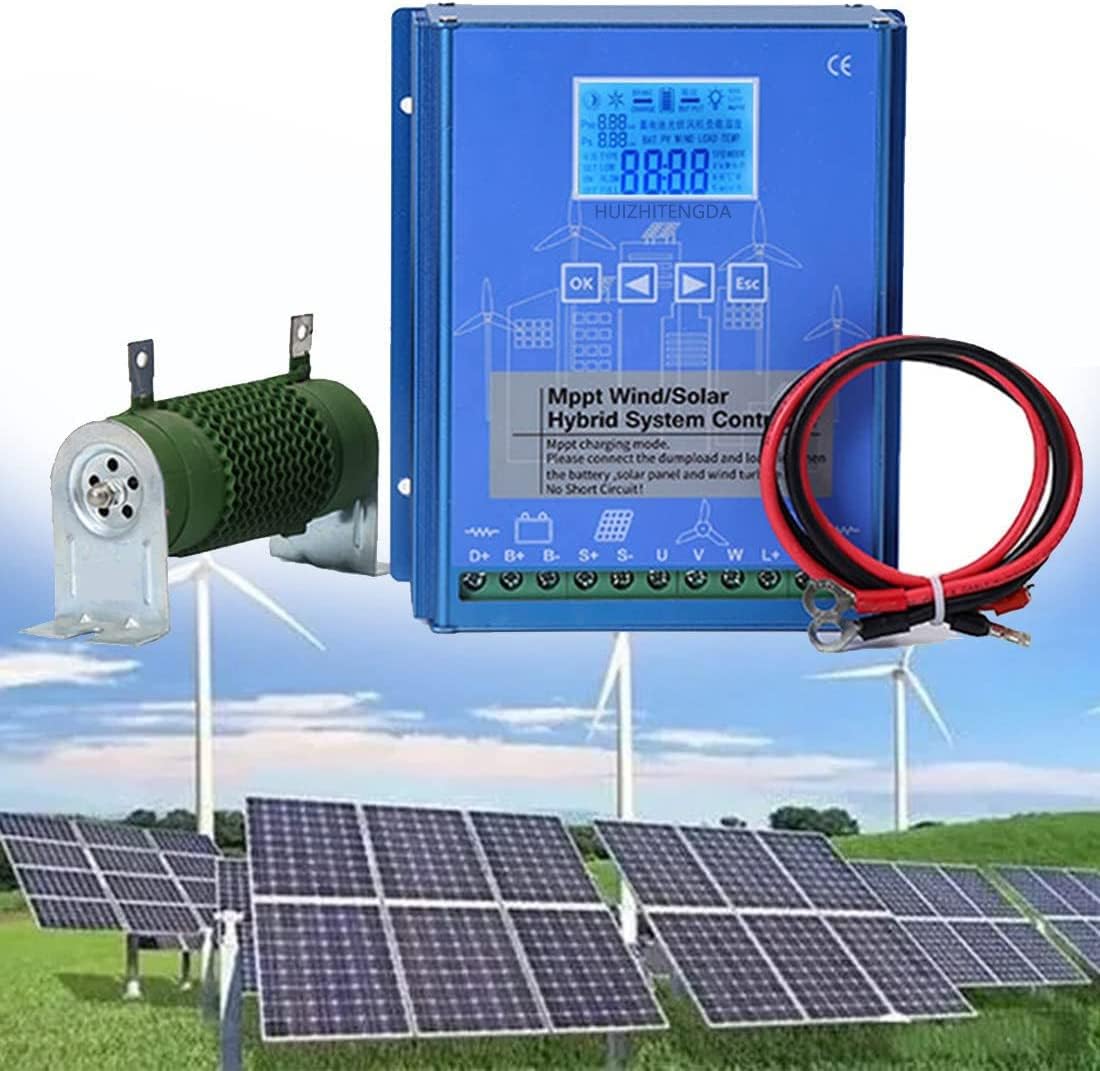 220v,HUIZHITENGDA 3000W-9000W MPPT Wind Solar Hybrid Charge Controller, Solar Controller Regulator Auto Match 12V 24V 48V with LCD Display for Solar Panel Intelligent Regulator
