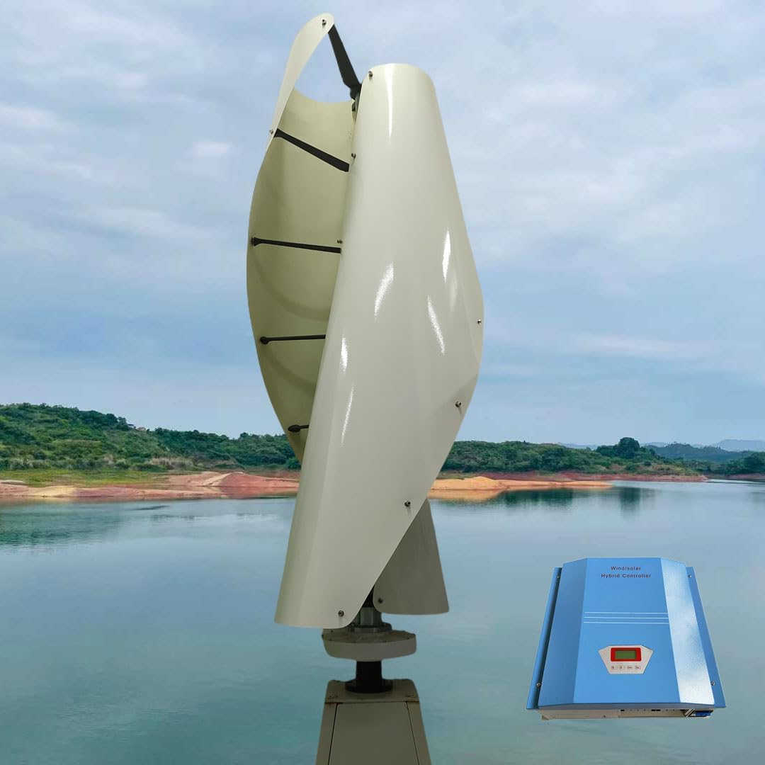 3000W 48V Vertical Wind Turbine Maglev Axis 3KW Wind Power Generator Windmill 2M Blades with PWM Charge Controller for 48V Battery of Grid System
