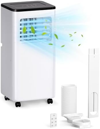 3-in-1 Portable Air Conditioner, 10000BTU Air Conditioner with Cool, Dehumidifier, Fan, for Room Up To 550 Sq Ft, Portable AC with Remote Control & 24H Timer, White