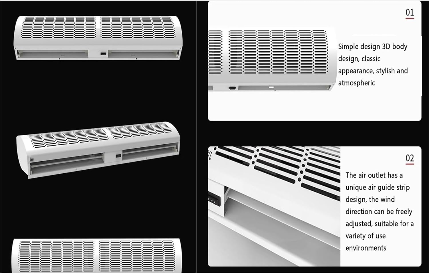 23-inch, 35-inch, 39-inch Black Commercial Silent Air Curtain Machine, Strong Ventilation, Protect The Fresh Air Indoors(100cm(39.3inch))