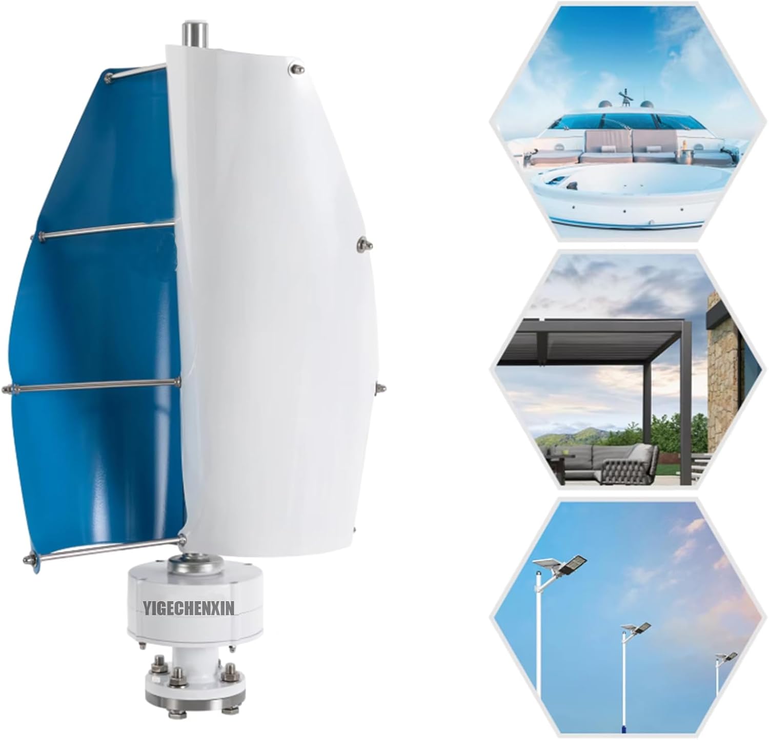 Home Vertical Wind Turbine Generator Set, 9000W 12V-220V High Efficiency 2 Blade Spiral Wind Turbine Generator for Courtyard/Road Lighting,24v