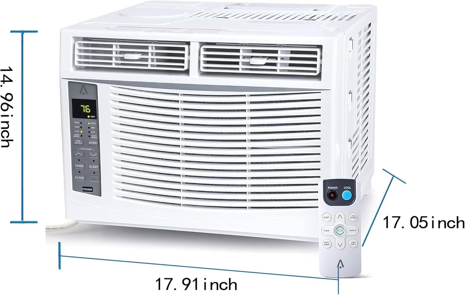 6000 BTU Energy Saving Window Air Conditioner - Efficient Cooling for 250 Sq. Ft., WiFi Smart Controls, Multi-Function Dehumidifier & Fan, Quiet Operation at 50 dB, Easy Installation Kit Included