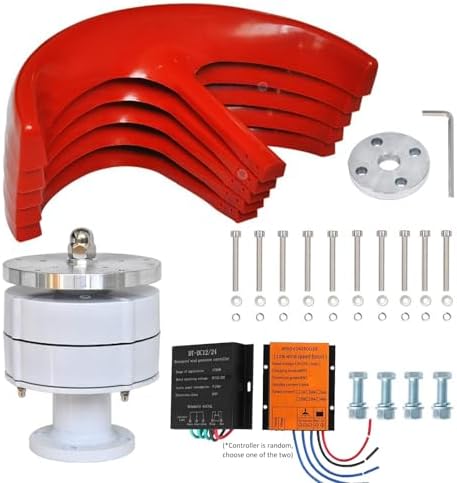 12000W Vertical Wind Turbine Generator Kit, 3 Phase AC Permanent Magnet, 12V/24V/48V/110V/220V, Low Wind Speed Start, 5 Blades, Home/Boat/Motor Home, Controller Included, White