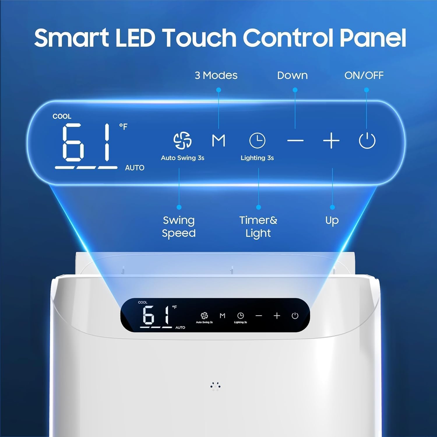 14000 BTU Portable Air Conditioners with Heater,Cools Up to 700 Sq.Ft, Quiet Portable AC Unit with Remote Control & Installation Kits for Large Rooms,White