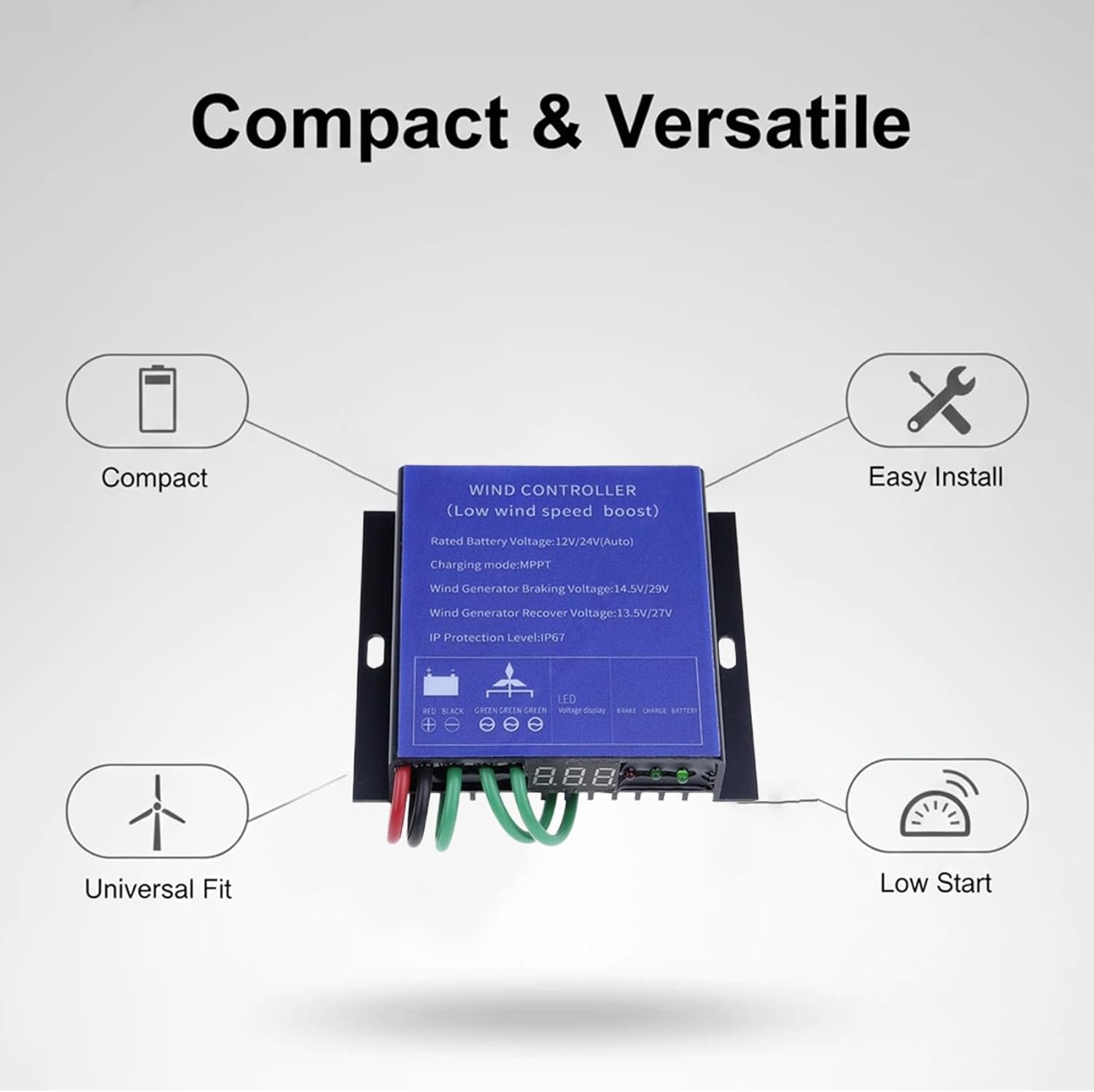 Small Wind Generator Controller 9000W 12V-220V with LED Indicator MPPT Control Method Wind Turbine