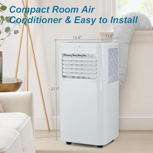 10,000 BTU Portable Air Conditioner 3-in-1 Cooling Dehumidifier & Fan, Cools Up to 450 Sq Ft, LED Display & Remote Control, Eco-Friendly R32, Low Noise, 360° Wheels with Sliding Window Kit
