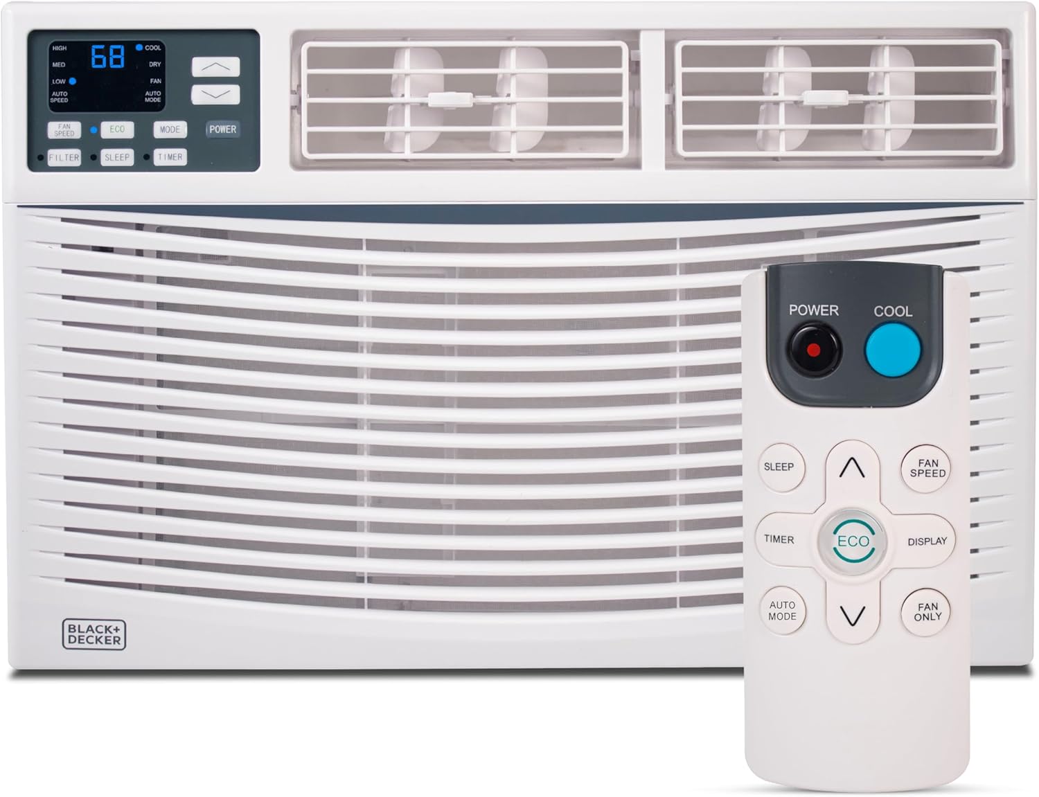 BLACK+DECKER Window Air Conditioner 12,000 BTU, AC Window Unit Cools Up to 550 Square Feet, Window AC Unit with Remote Control, 3 Cooling Speeds and Fan Only Function, BWAC12WTB, White