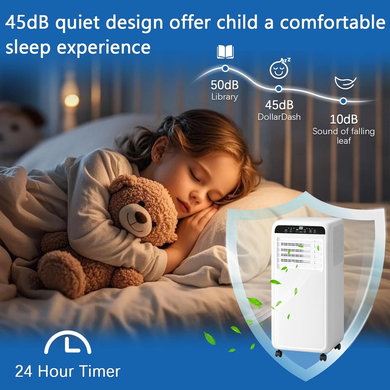 8000BTU Portable Air Conditioners With Fan & Dehumidifier, DollarDash 3-IN-1 Quiet Free Stand Portable AC Unit Cools Up to 400 Sq.Ft for Rooms, Apartments, Office