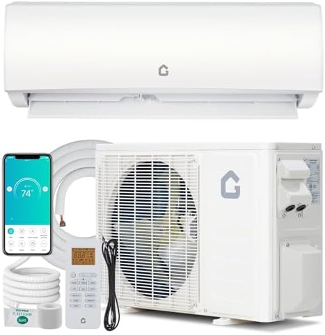 12000 BTU Mini Split Air Conditioner & Heater Compatible with Alexa with 1 Ton Pre-Charged Heat Pump Ductless Inverter System, 20 SEER2, Cools Rooms Up to 750 Sq. Ft, 16.4ft installation kit included