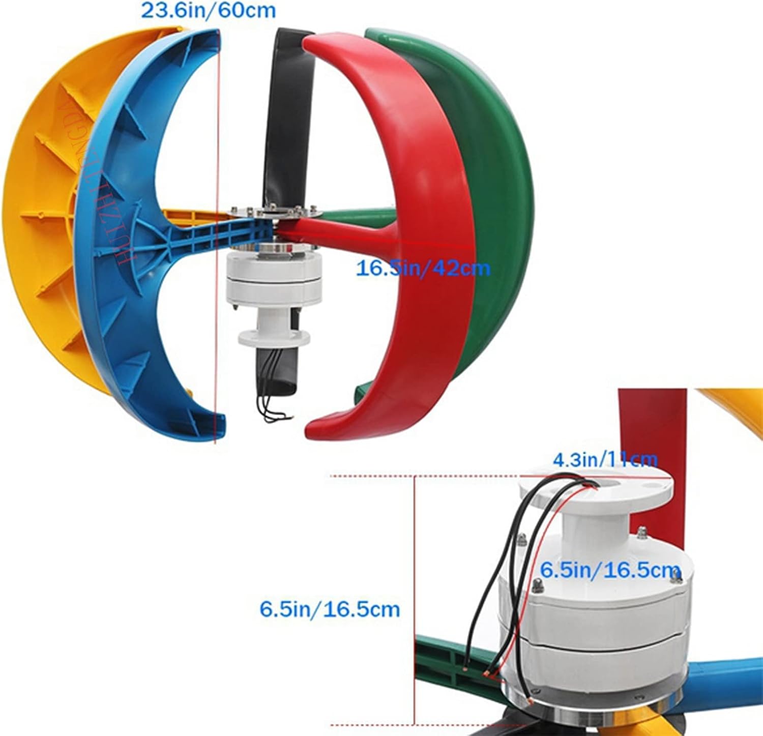 10000W Free Energy Wind Turbine Kit, 12V 24V 48V 220V 5 Blades Windmill Vertical Permanent Magnet Generator Set W/Controller for Home Street Lighting(White)