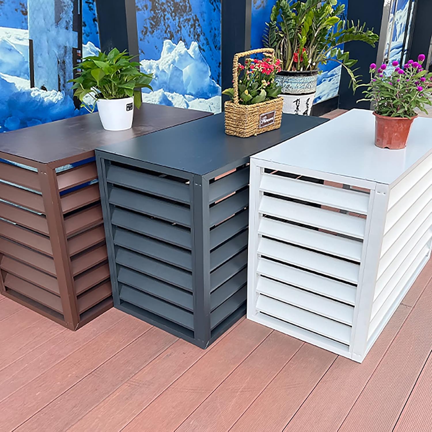 Air Conditioner Cover,Air Conditioner Privacy Fence Decorative Screen,All Weather Anti Theft AC Covers Split Air Conditioner Covers,Air Conditioner Covers for Outside Units,Ac Cover for Outs