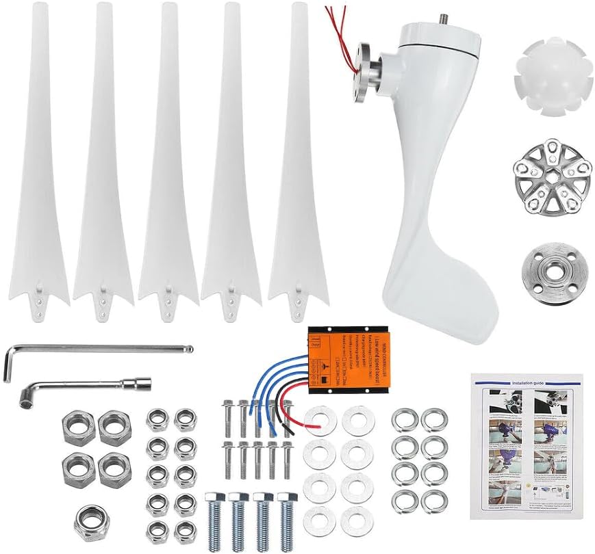 800W Wind Turbine 5 Blades 12V / 24V / 48V with MPPT Charge Controller for Home Boat Farm (24, Volts)