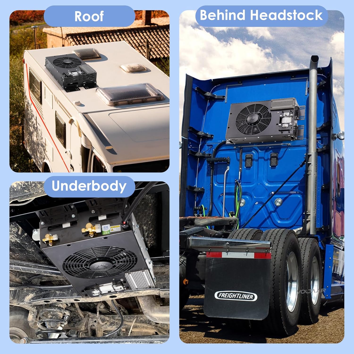 48V air conditioner, ultra-thin bottom RV AC unit/silent DC air conditioner, suitable for RVs, trucks, campers, trailers, construction vehicles, excavators, vans, etc (48V)