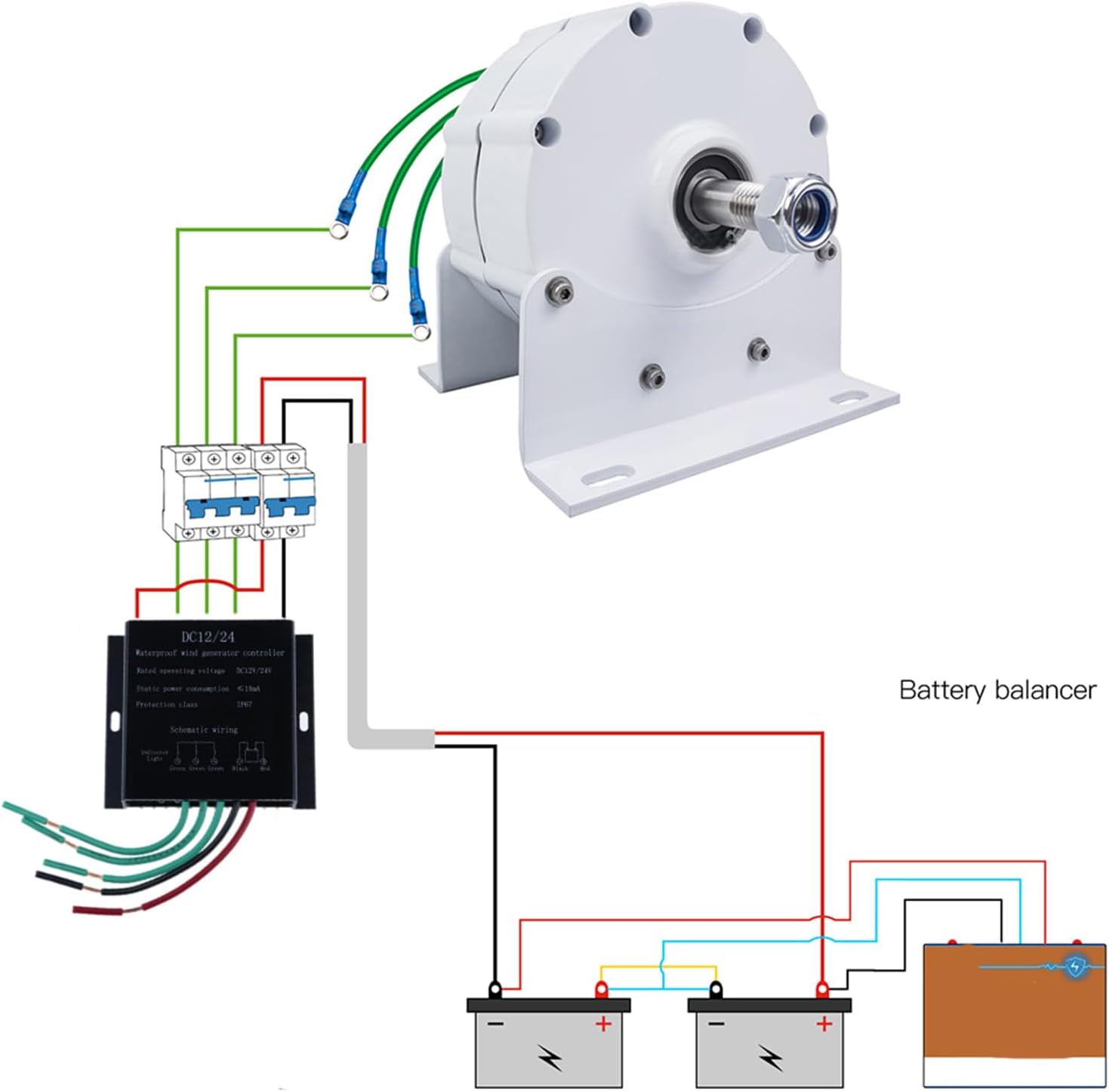 12v,3000W 3 Phase Gearless Permanent Magnet AC Alternator, 12V 24V 48V 220V Low RPM Free Energy Motor Low Noise for Water Wind Turbine Generator (With Rectifier)