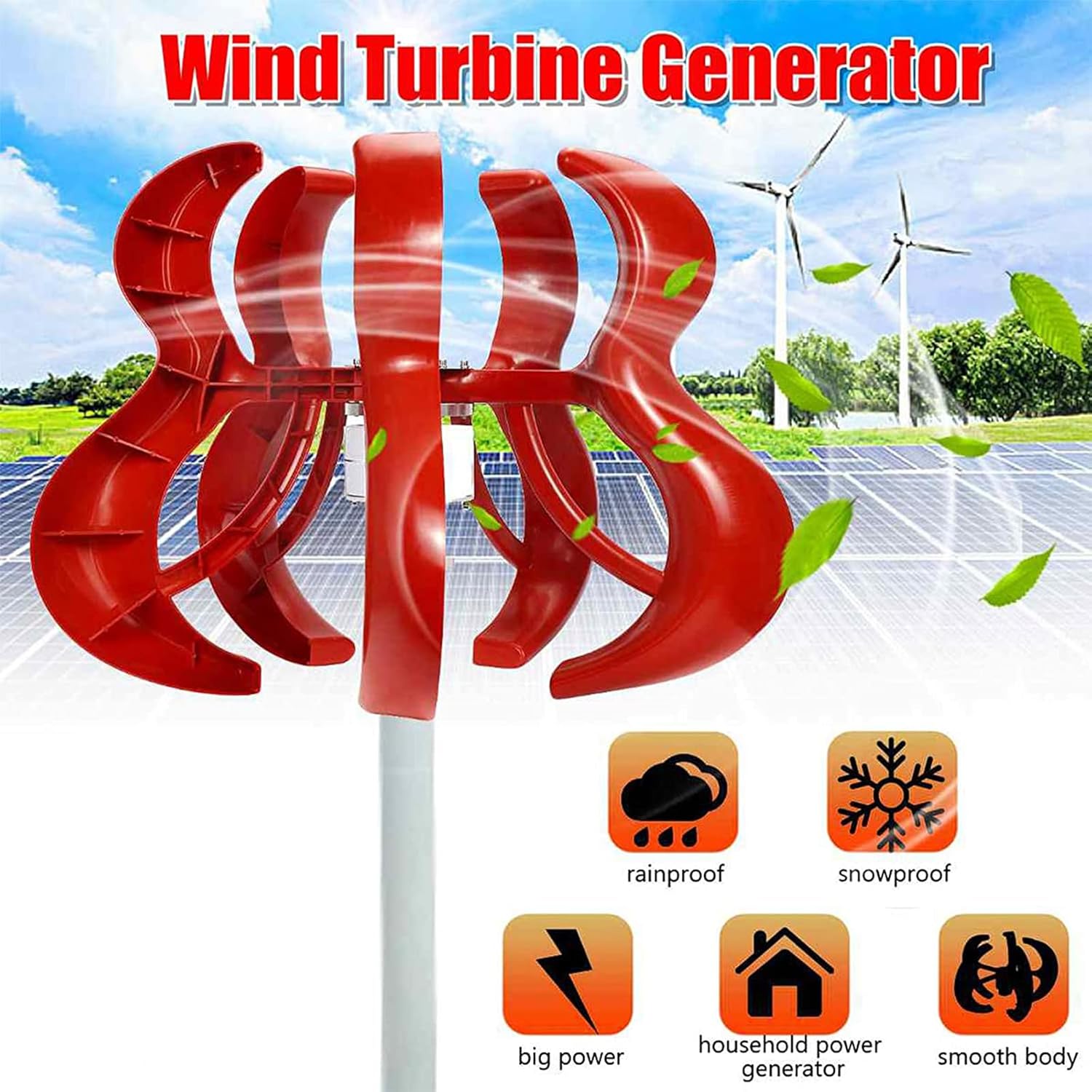 10000W Low Start-Up Wind Speed Vertical Axi Wind Turbines,220V Generator Lantern Motor Kit Alternative Energry with Charge Controller(48V)
