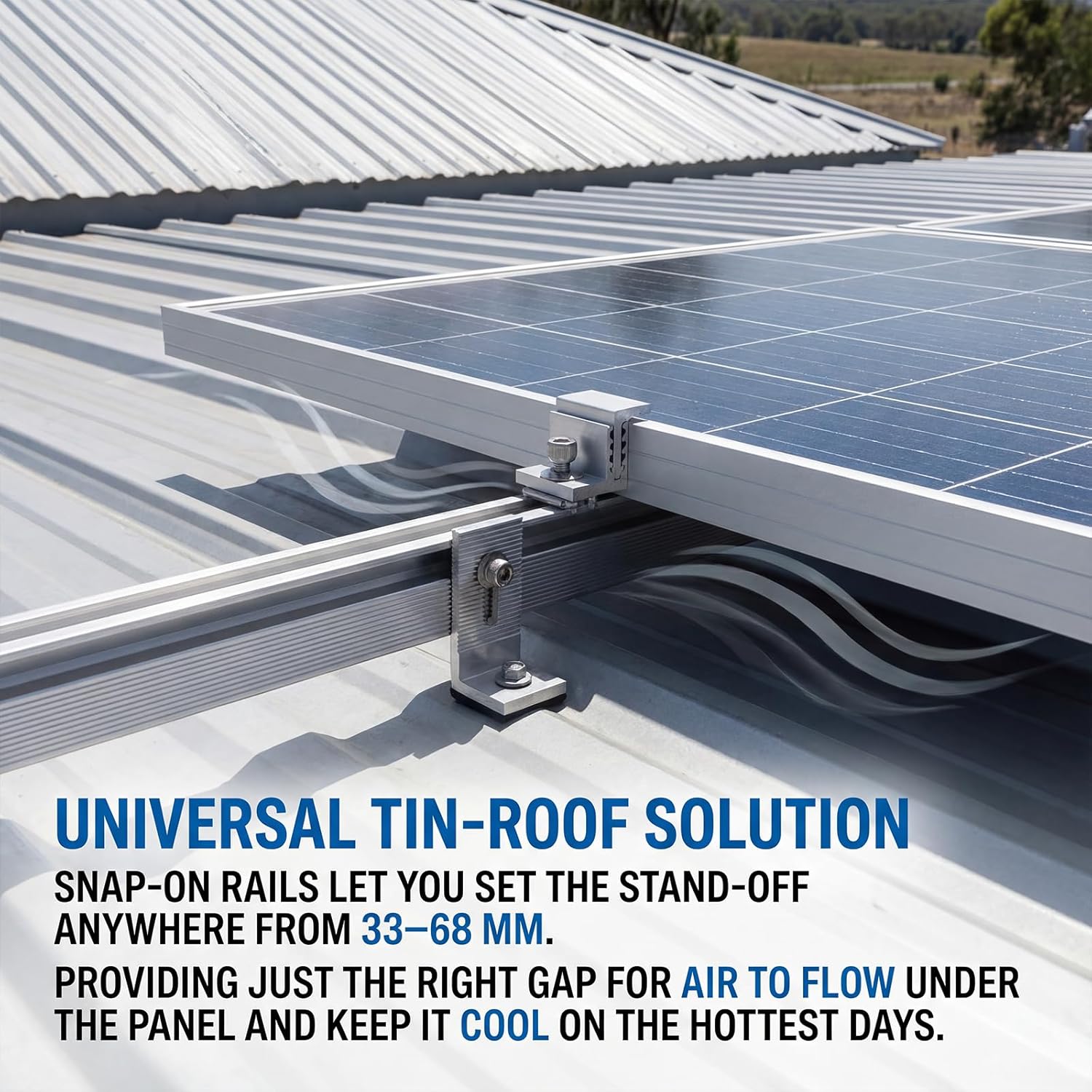 Solar Panel Mounting Brackets, Solar Panel Mounting Kit for 6 Solar Panels, with Clamps, L-Brackets, Includes 12 x 47 inches Rails, Suitable for Metal Roof, Concrete Roof, Wooden Roof, Tile Roof