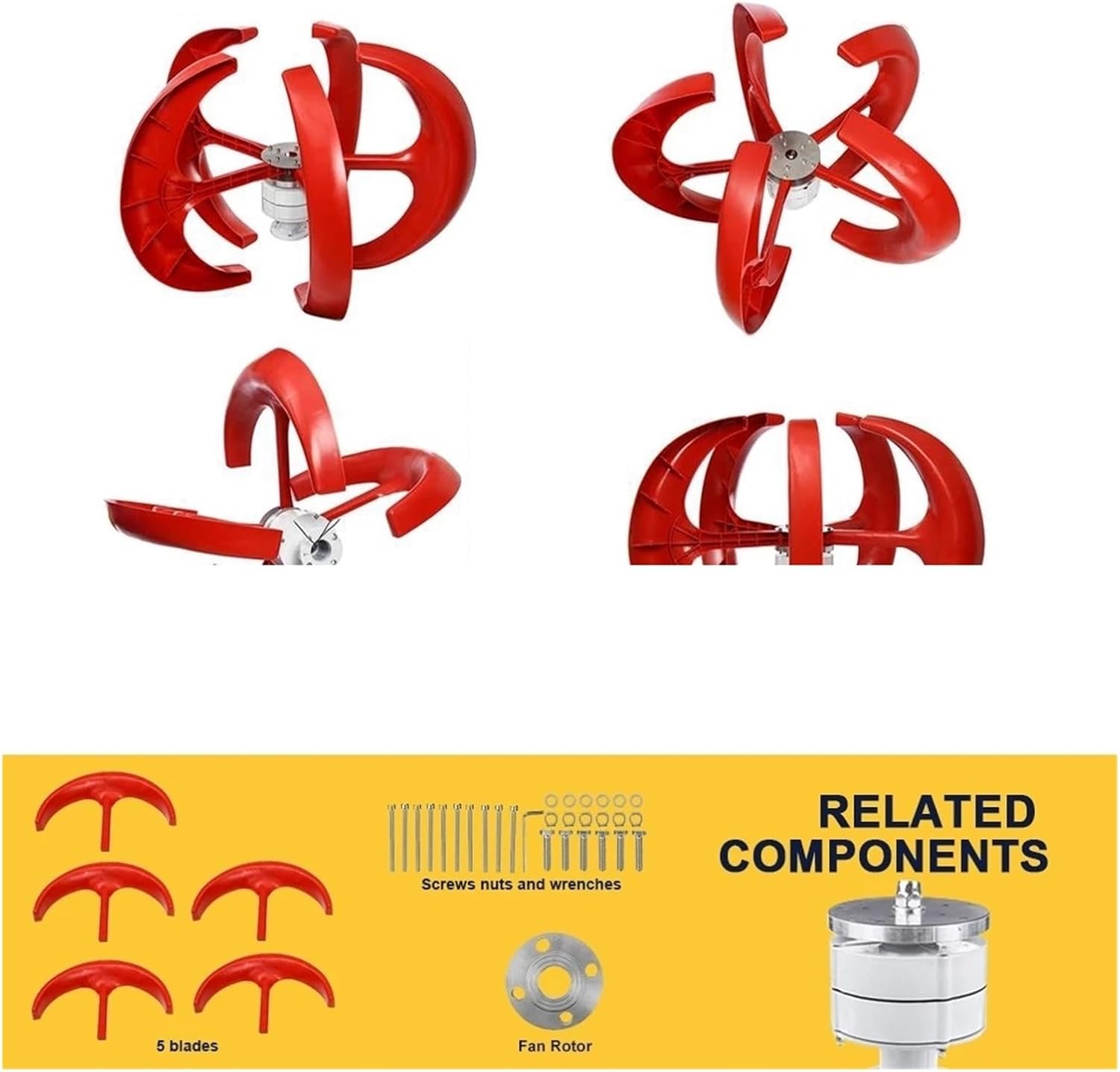 3000W Vertical Wind Turbine 12V 24V 48V Small Windmill Household Farm with Controller Wind Power Generator for Marine Industrial Energy(White,MPPT Control_12V)