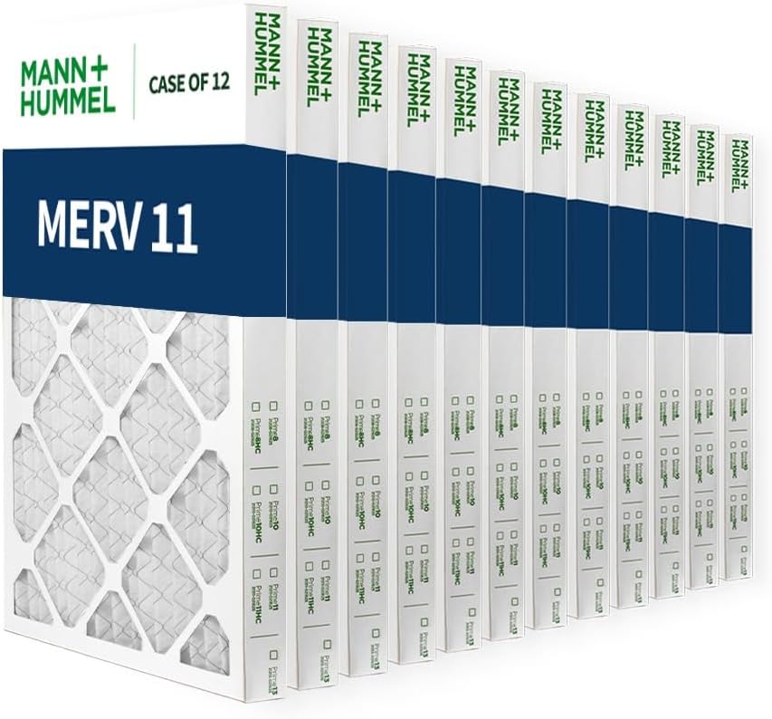 Mann+Hummel 16x24x2 MERV 11 Pleated HVAC AC Furnace Air Filters. Case of 12. (Exact Size: 15.38 x 23.38 x 1.75 Inches)