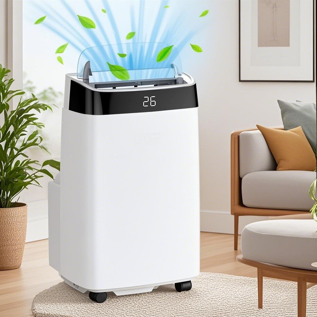 10000BTU Portable Air Conditioners, Cooling, Dehumidifier and Fan Modes 3-In-1 Air Conditioner, Portable AC with Window Kits, Exhaust Hose, 24h Timer, Cooling Up to 450 Sq.Ft