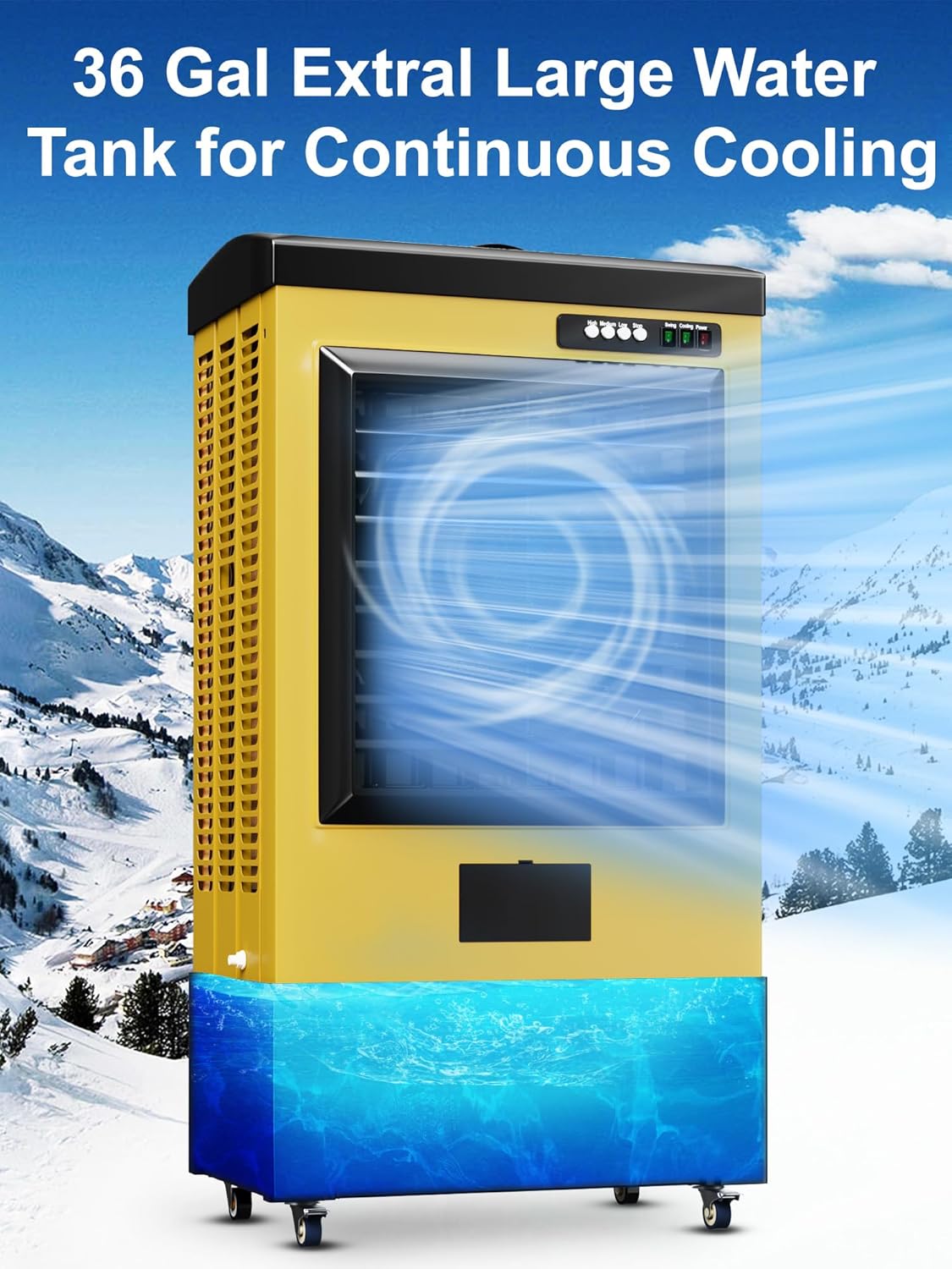 Uthfy 8979 CFM Swamp Cooler Air Conditioner, 58IN Evaporative Air Cooler with 36 Gal Water Tank, 3 Speeds, 120°Oscillation, 5 Ice Packs, Outdoor Air Conditioner for Garage, Patio, Yard, Factory