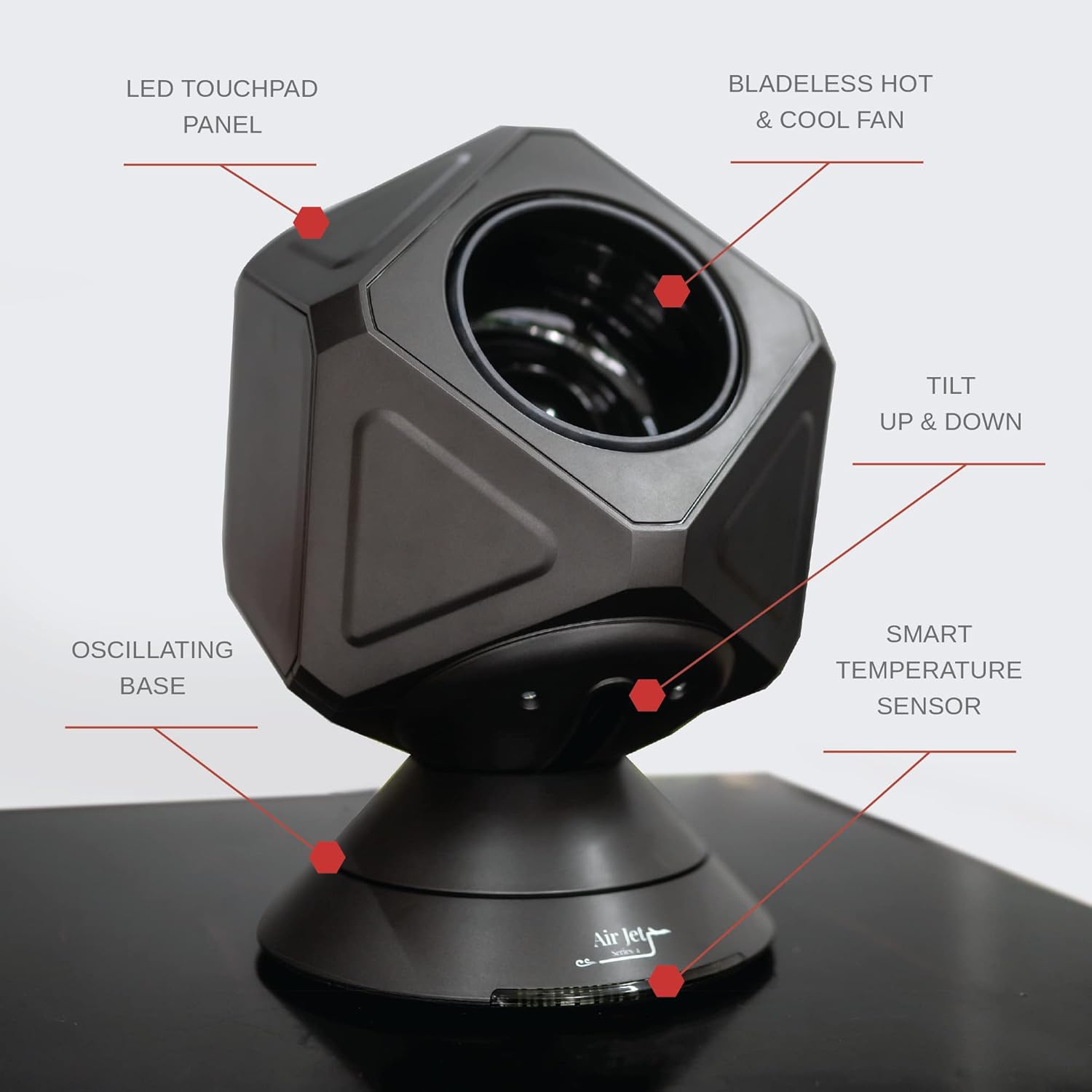 PROPER Air Jet Series-1 Infrared Space Heater Cooler Fan Combo |1500/950 Watt | 10- Fan Speeds | 5- Modes | 40-90 Degree Thermostat | For Indoor use