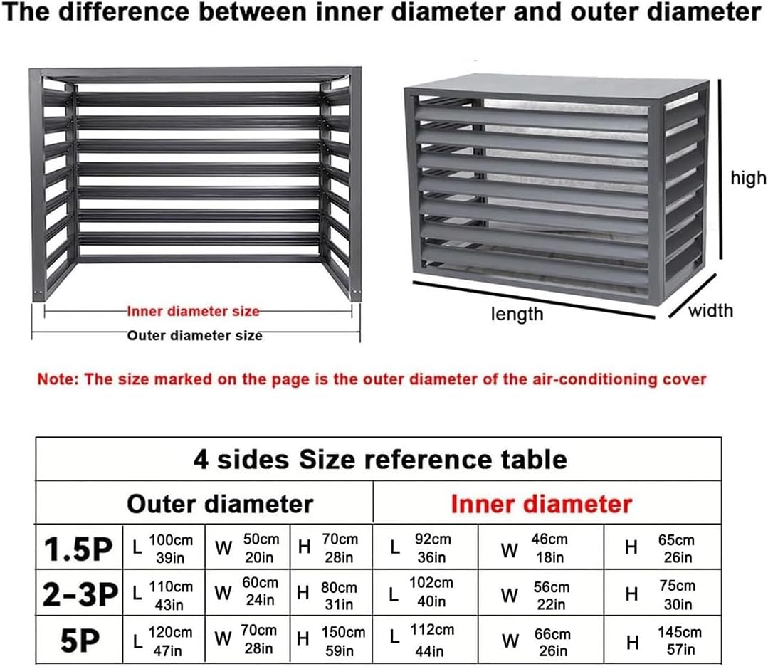 Aluminum Air Conditioner Privacy Fence, Mini Split Air Conditioner Cover for Outside Units, Suitable for Courtyard, Outdoor, Anti Theft(Black,110x60x80cm 43x24x31.5in)