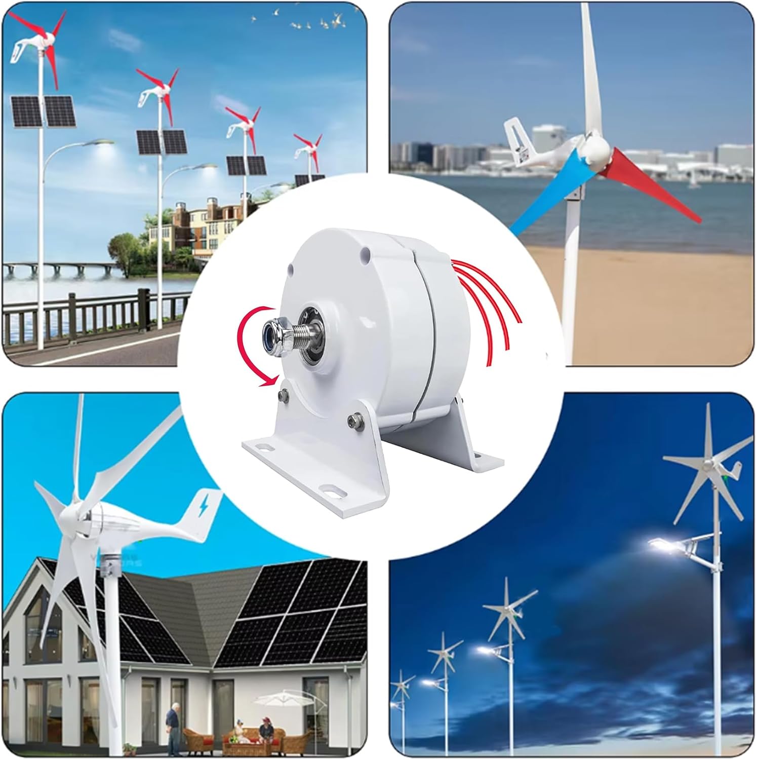 14000W 3 Phase Gearless Permanent Magnet AC Alternators Use for Wind Water Turbine Diesel Engine,12V 24V 48V 220V (with Base)