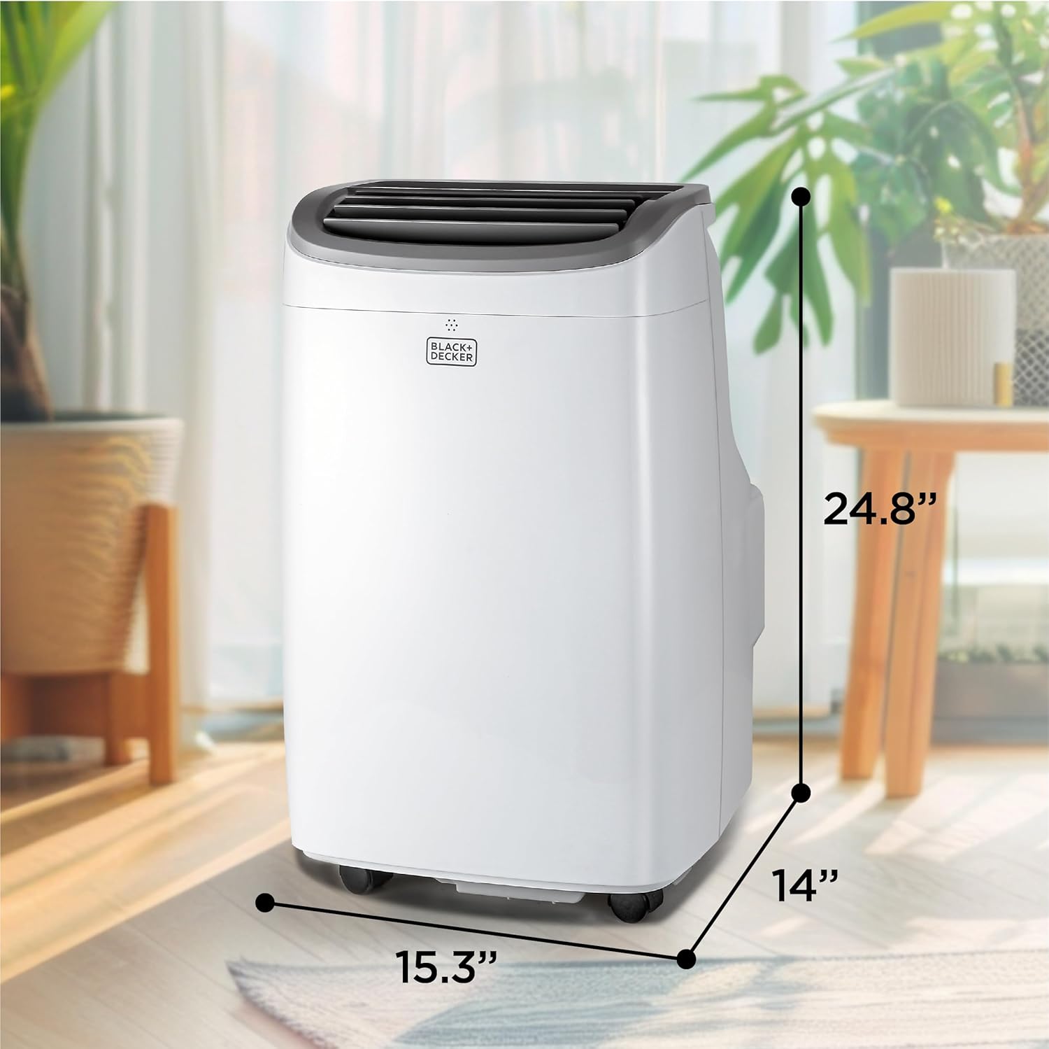 BLACK+DECKER Portable Air Conditioner, 10,000 BTU (6,300 BTU SACC) for Rooms up to 450 Sq. Ft., Portable AC with Follow Me Remote Control and Window Kit, BPACT10WT, White