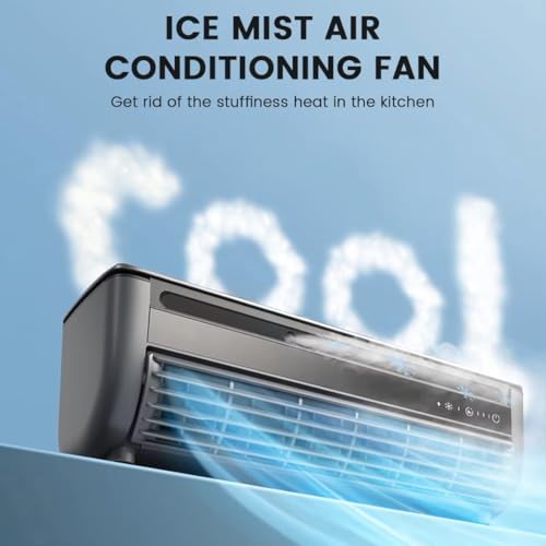 Portable Air Conditioner - Mini Cooling Fan with Wireless Charging, Ice Mist Ions for Rapid Cooling, Ideal for Home and Kitchen