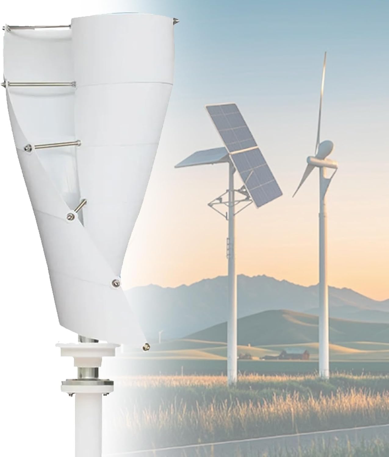 5000W 360°Windward Wind Turbine Generator, 12V 24V 48V Maglev Vertical Generator, for Home Power Generation, Road Street Lights,12V