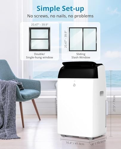 14,000 BTU Portable Air Conditioner – AC Unit Cools 550–750 Sq.Ft, 3-In-1 (Cool/Dry/Fan), 420m³/h Airflow, Quiet Sleep Mode, Remote, 24H Timer, Energy-Efficient Portable AC for Home & Office