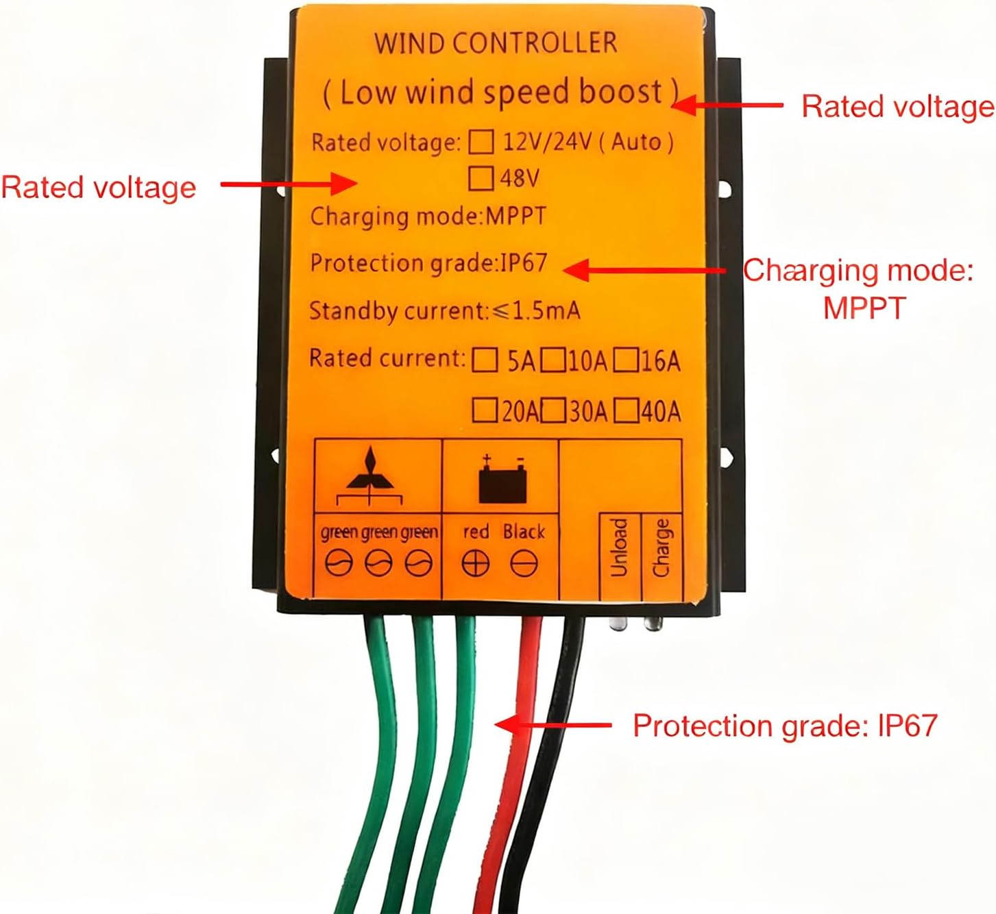 16000W Wind Turbine Charging Controller and MPPT+ Low Voltage Step-Up Waterproof 12V / 24V/48V Wind Turbine Charging Controller