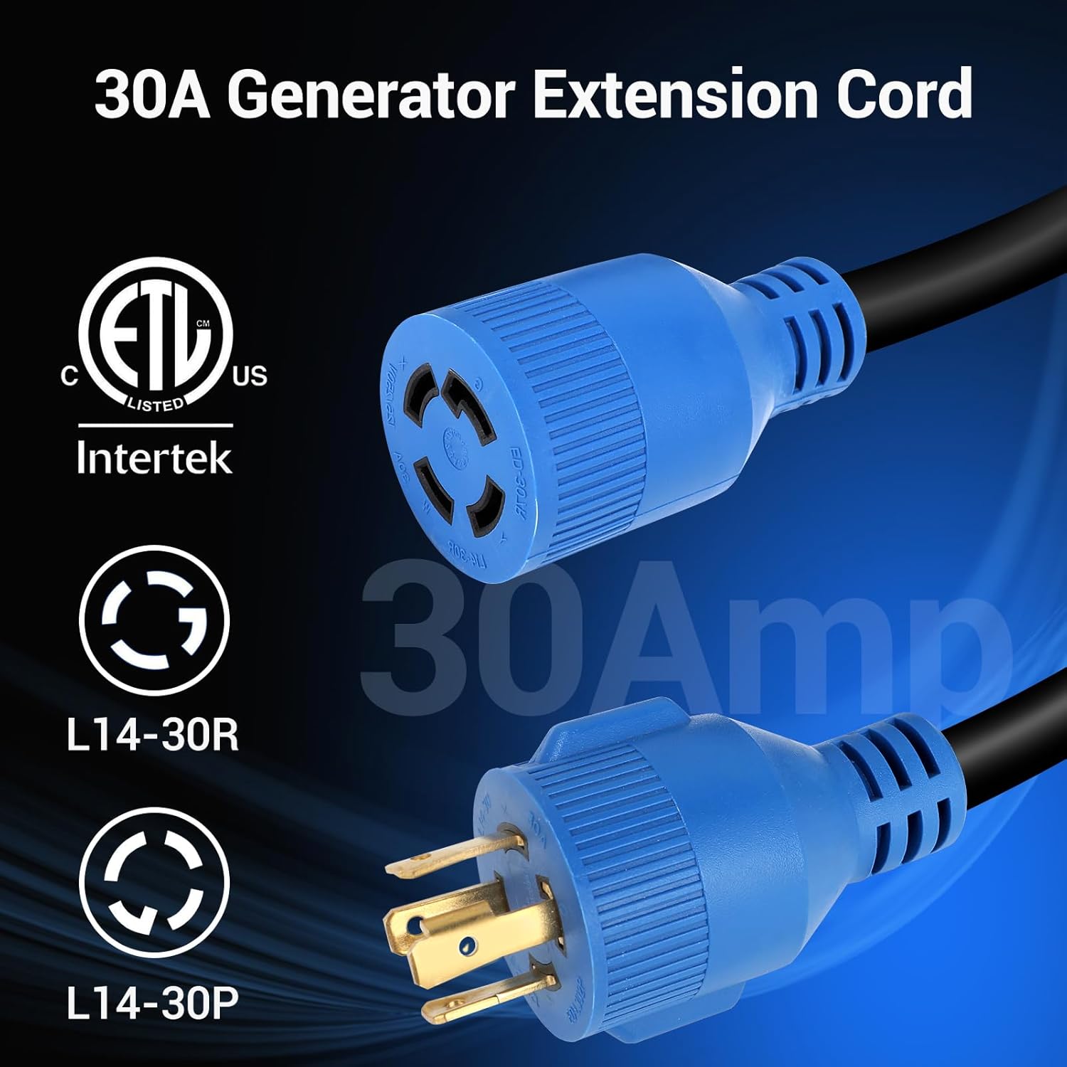30 Amp Generator Extension Cord 15 Ft & 30 Amp Generator Inlet Box