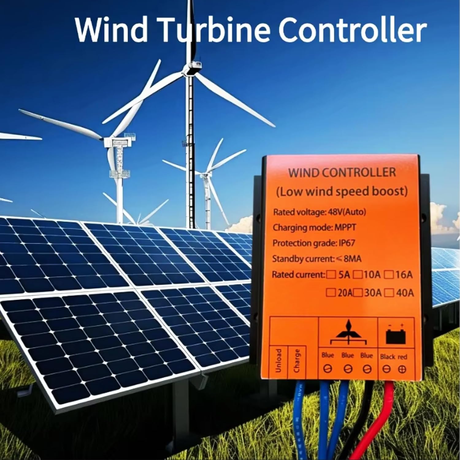 16000W Wind Turbine Charging Controller and MPPT+ Low Voltage Step-Up Waterproof 12V / 24V/48V Wind Turbine Charging Controller