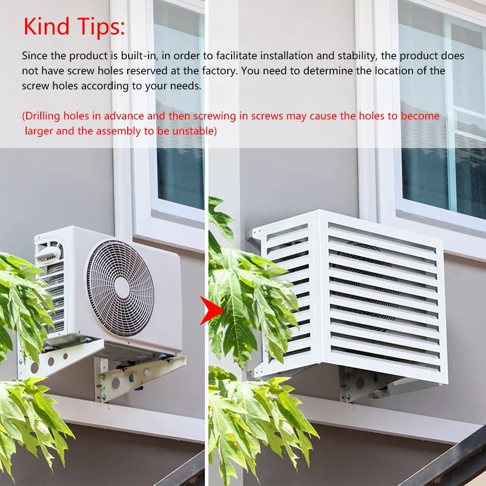 Aluminum Air Conditioner And Heat Pump Cover Hide Air Conditioner Cover For Outside Units Privacy Fence Screens Plant Storage Shelf Shutters Flower Rack Noise Reduction (Color : Br